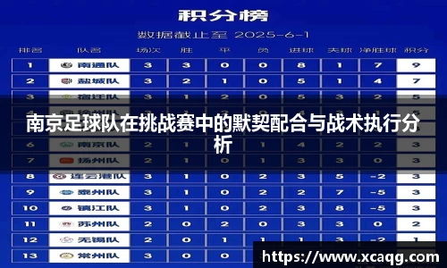 南京足球队在挑战赛中的默契配合与战术执行分析